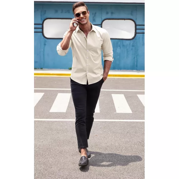 COOFANDY Mens Casual Button Down Shirts Long Sleeve Untucked Shirts for Men Stretch Dress Shirt
