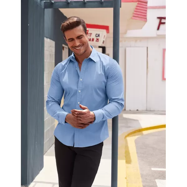 COOFANDY Mens Casual Button Down Shirts Long Sleeve Untucked Shirts for Men Stretch Dress Shirt
