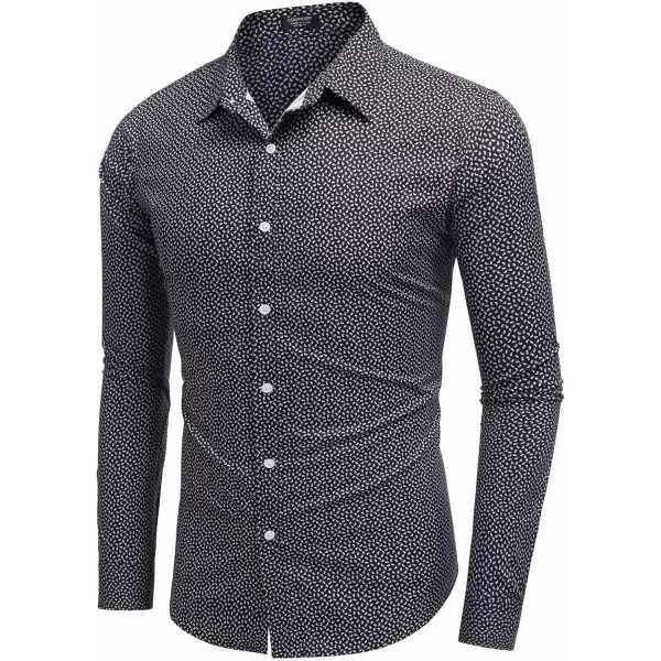 COOFANDY Mens Casual Button Down Shirts Long Sleeve Untucked Shirts for Men Stretch Dress Shirt