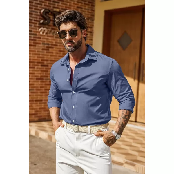 COOFANDY Mens Casual Button Down Shirts Long Sleeve Untucked Shirts for Men Stretch Dress Shirt