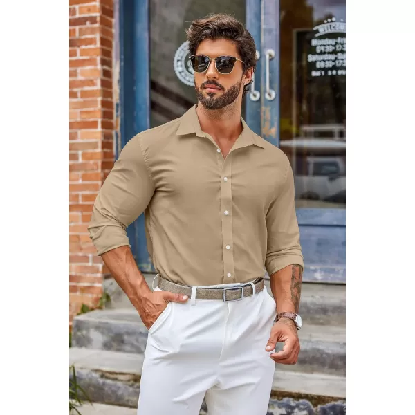 COOFANDY Mens Casual Button Down Shirts Long Sleeve Untucked Shirts for Men Stretch Dress Shirt