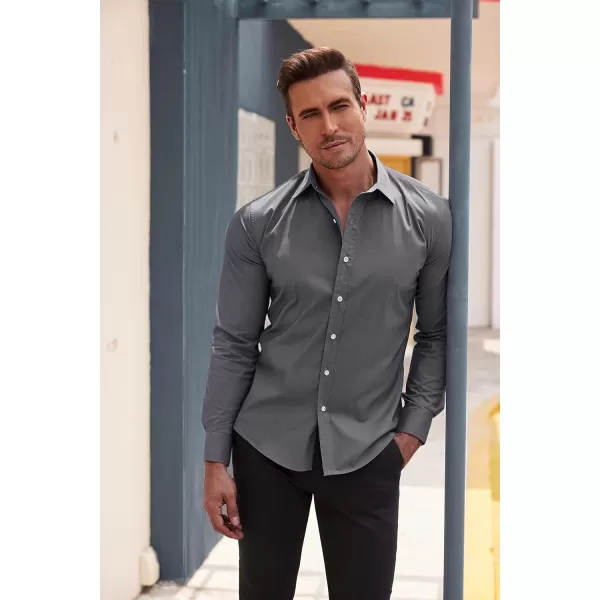 COOFANDY Mens Casual Button Down Shirts Long Sleeve Untucked Shirts for Men Stretch Dress Shirt