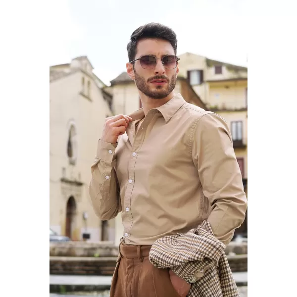 COOFANDY Mens Casual Button Down Shirts Long Sleeve Untucked Shirts for Men Stretch Dress Shirt