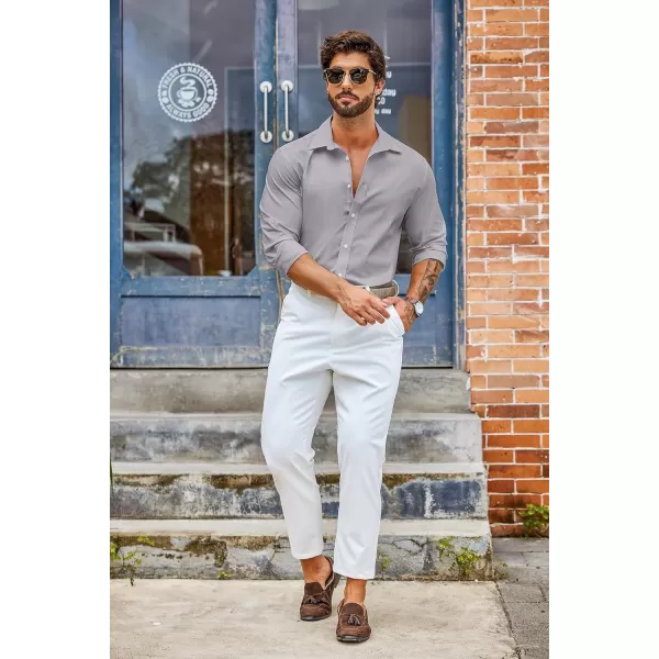 COOFANDY Mens Casual Button Down Shirts Long Sleeve Untucked Shirts for Men Stretch Dress Shirt