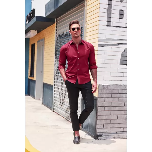 COOFANDY Mens Casual Button Down Shirts Long Sleeve Untucked Shirts for Men Stretch Dress Shirt
