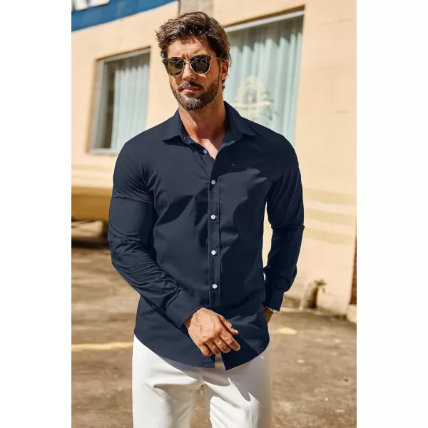 COOFANDY Mens Casual Button Down Shirts Long Sleeve Untucked Shirts for Men Stretch Dress Shirt