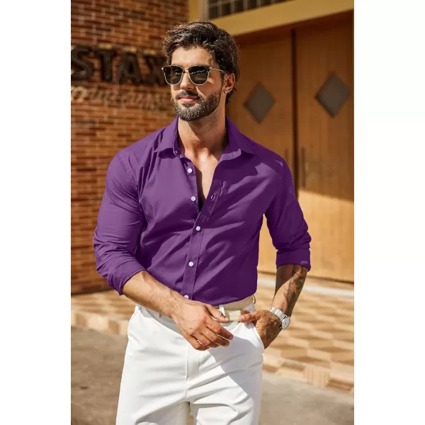 COOFANDY Mens Casual Button Down Shirts Long Sleeve Untucked Shirts for Men Stretch Dress Shirt
