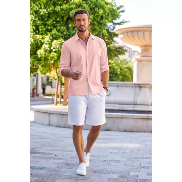 COOFANDY Men's Cuban Guayabera Shirt Long Sleeve Casual Button Down Shirts Beach Linen Shirt