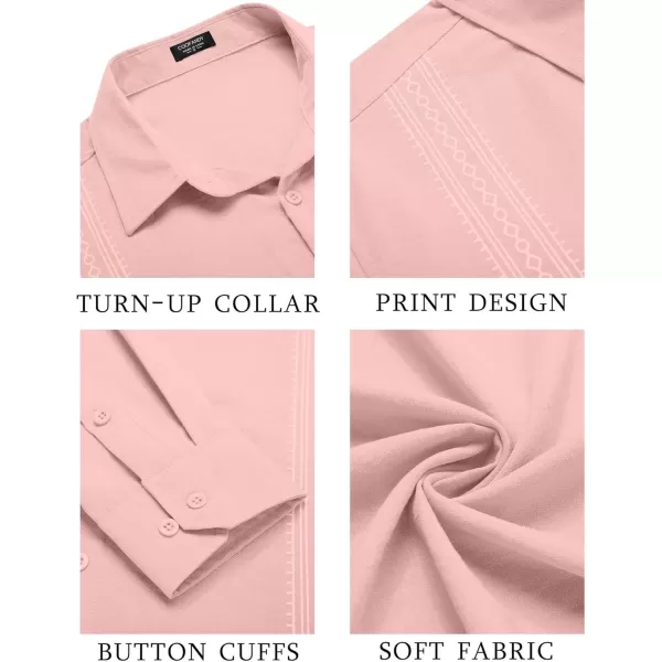 COOFANDY Men's Cuban Guayabera Shirt Long Sleeve Casual Button Down Shirts Beach Linen Shirt