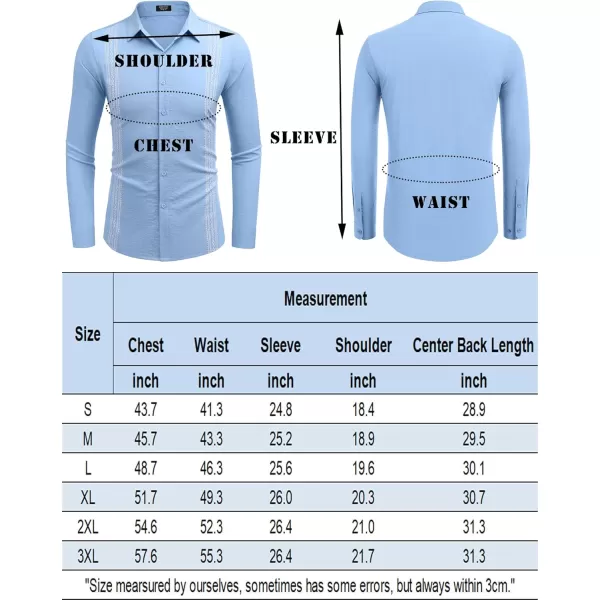 COOFANDY Men's Cuban Guayabera Shirt Long Sleeve Casual Button Down Shirts Beach Linen Shirt