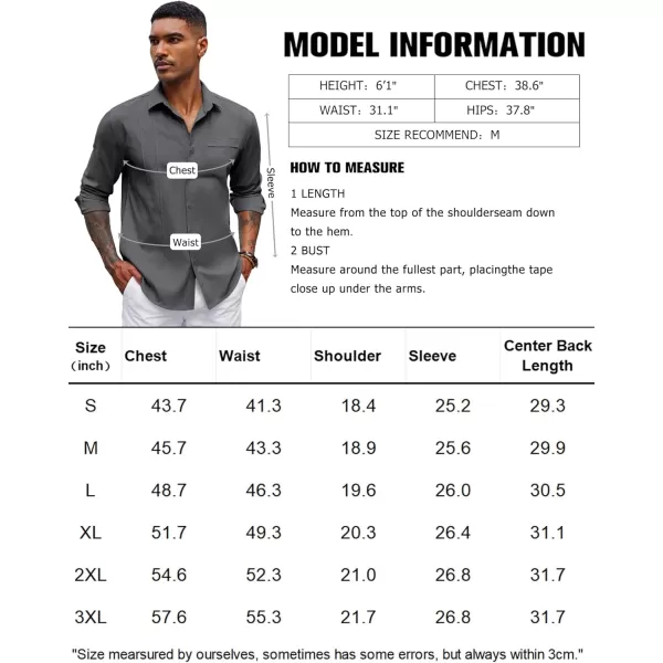 COOFANDY Mens Cuban Guayabera Shirts Casual Button Down Shirts Long Sleeve Linen Shirts Summer Beach