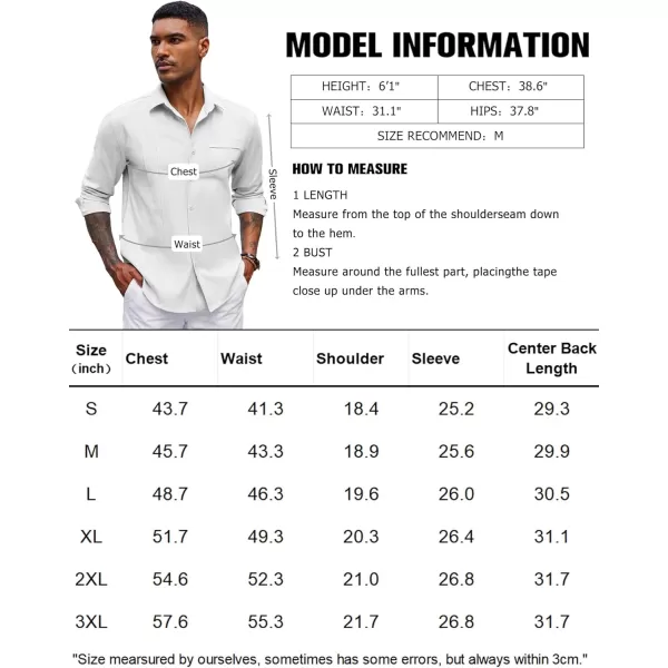 COOFANDY Mens Cuban Guayabera Shirts Casual Button Down Shirts Long Sleeve Linen Shirts Summer Beach