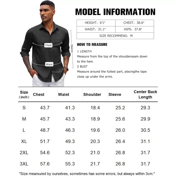 COOFANDY Mens Cuban Guayabera Shirts Casual Button Down Shirts Long Sleeve Linen Shirts Summer Beach