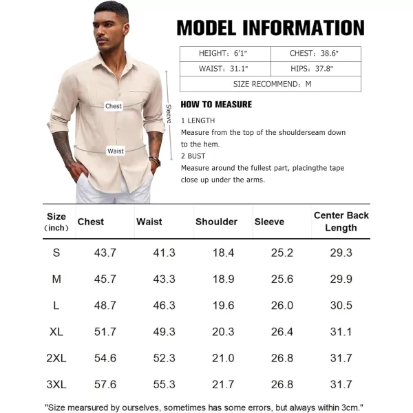 COOFANDY Mens Cuban Guayabera Shirts Casual Button Down Shirts Long Sleeve Linen Shirts Summer Beach