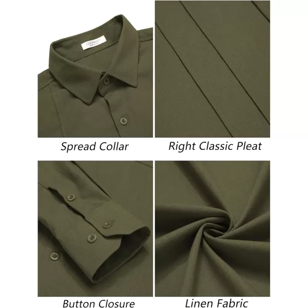 COOFANDY Mens Cuban Guayabera Shirts Casual Button Down Shirts Long Sleeve Linen Shirts Summer Beach
