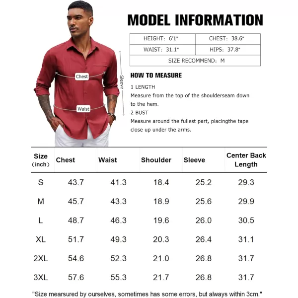 COOFANDY Mens Cuban Guayabera Shirts Casual Button Down Shirts Long Sleeve Linen Shirts Summer Beach