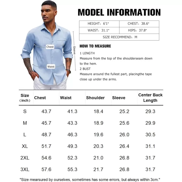 COOFANDY Mens Cuban Guayabera Shirts Casual Button Down Shirts Long Sleeve Linen Shirts Summer Beach