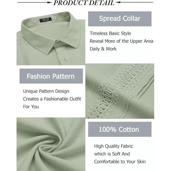 COOFANDY Men's Cuban Guayabera Shirts Long Sleeve Casual Button Down Shirt Cotton Beach Tops
