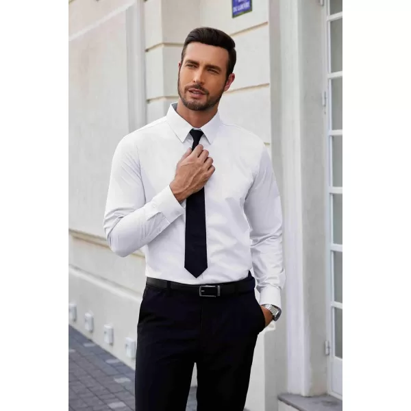 COOFANDY Men's Dress Shirt Long Sleeve Untucked Button Down Shirts for Wedding White