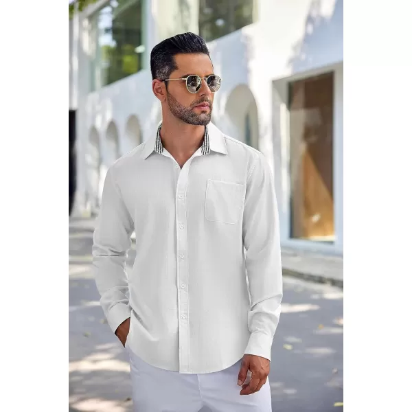 COOFANDY Men's Linen Button Down Shirt Long Sleeve Casual Beach Shirts with Pocket