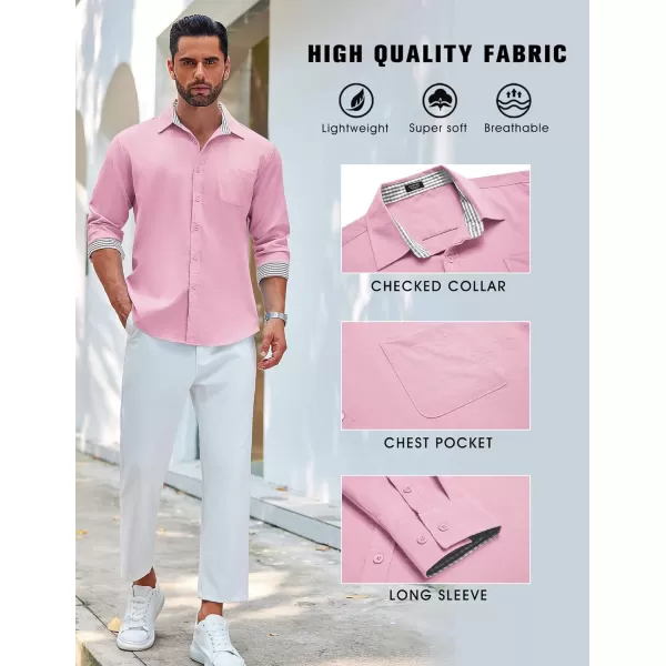 COOFANDY Men's Linen Button Down Shirt Long Sleeve Casual Beach Shirts with Pocket