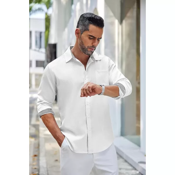 COOFANDY Men's Linen Button Down Shirt Long Sleeve Casual Beach Shirts with Pocket