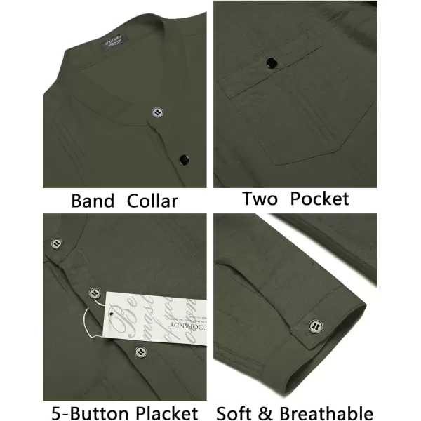 COOFANDY Men's Linen Henley Shirt Long Sleeve Casual Hippie Cotton Beach T-Shirts