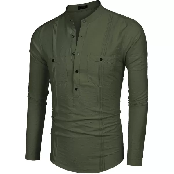 COOFANDY Men's Linen Henley Shirt Long Sleeve Casual Hippie Cotton Beach T-Shirts