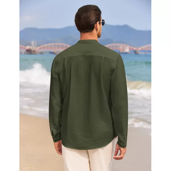 COOFANDY Men's Linen Henley Shirt Long Sleeve Casual Hippie Cotton Beach T-Shirts