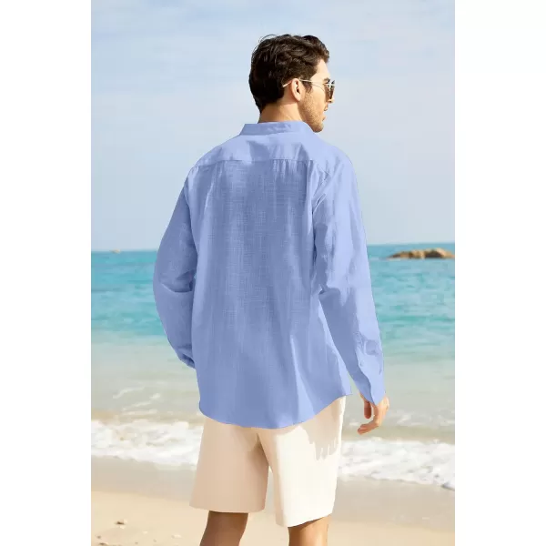 COOFANDY Men's Long Sleeve Cotton Linen Shirt Beach Button Down Shirts Casual Button Up Shirt Summer Yoga Tops with Pocket