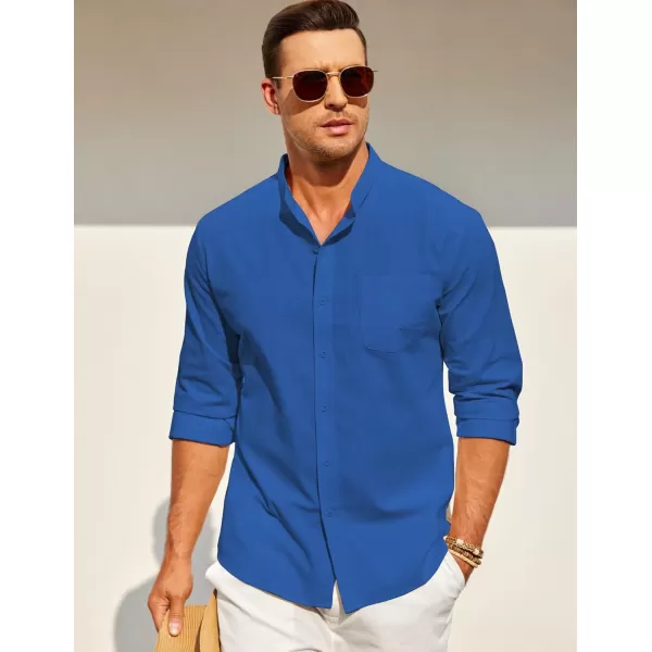 COOFANDY Men's Long Sleeve Cotton Linen Shirt Beach Button Down Shirts Casual Button Up Shirt Summer Yoga Tops with Pocket