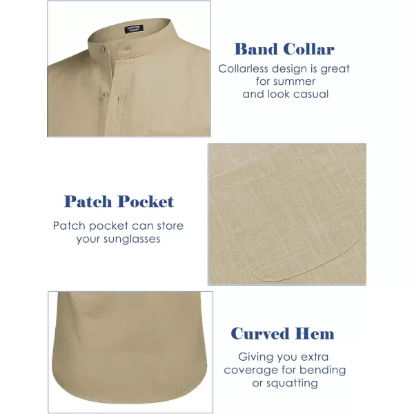 COOFANDY Men's Long Sleeve Cotton Linen Shirt Beach Button Down Shirts Casual Button Up Shirt Summer Yoga Tops with Pocket