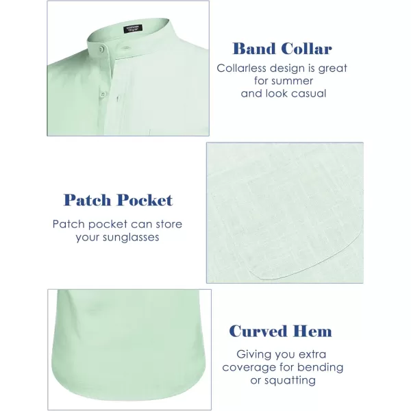 COOFANDY Men's Long Sleeve Cotton Linen Shirt Beach Button Down Shirts Casual Button Up Shirt Summer Yoga Tops with Pocket