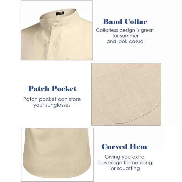 COOFANDY Men's Long Sleeve Cotton Linen Shirt Beach Button Down Shirts Casual Button Up Shirt Summer Yoga Tops with Pocket