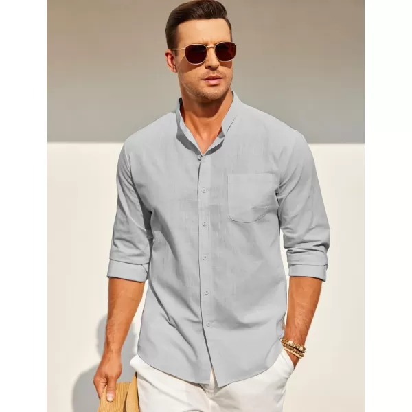 COOFANDY Men's Long Sleeve Cotton Linen Shirt Beach Button Down Shirts Casual Button Up Shirt Summer Yoga Tops with Pocket