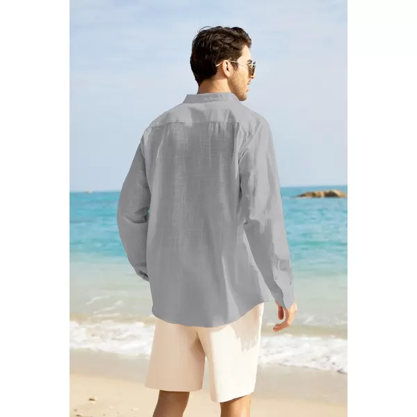 COOFANDY Men's Long Sleeve Cotton Linen Shirt Beach Button Down Shirts Casual Button Up Shirt Summer Yoga Tops with Pocket