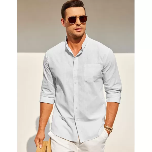 COOFANDY Men's Long Sleeve Cotton Linen Shirt Beach Button Down Shirts Casual Button Up Shirt Summer Yoga Tops with Pocket