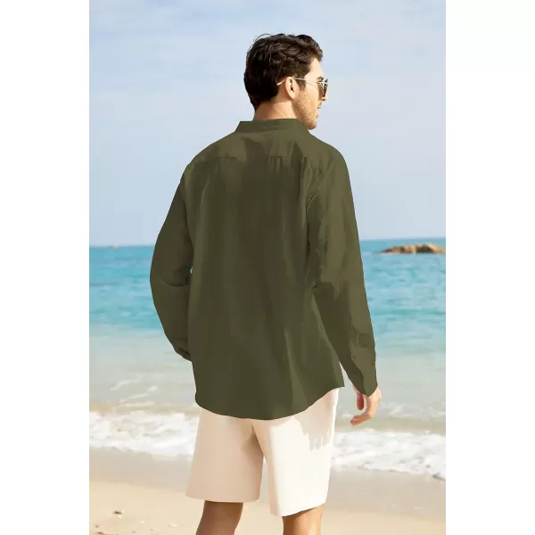 COOFANDY Men's Long Sleeve Cotton Linen Shirt Beach Button Down Shirts Casual Button Up Shirt Summer Yoga Tops with Pocket