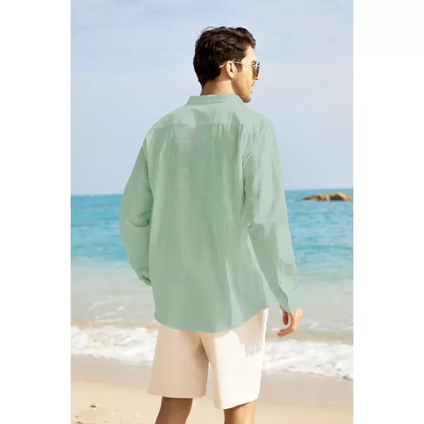 COOFANDY Men's Long Sleeve Cotton Linen Shirt Beach Button Down Shirts Casual Button Up Shirt Summer Yoga Tops with Pocket
