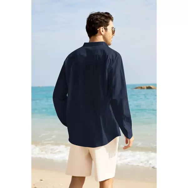 COOFANDY Men's Long Sleeve Cotton Linen Shirt Beach Button Down Shirts Casual Button Up Shirt Summer Yoga Tops with Pocket