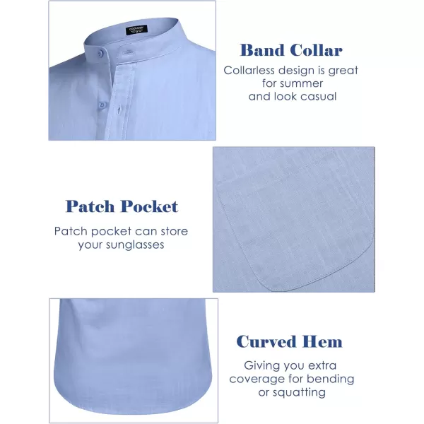 COOFANDY Men's Long Sleeve Cotton Linen Shirt Beach Button Down Shirts Casual Button Up Shirt Summer Yoga Tops with Pocket