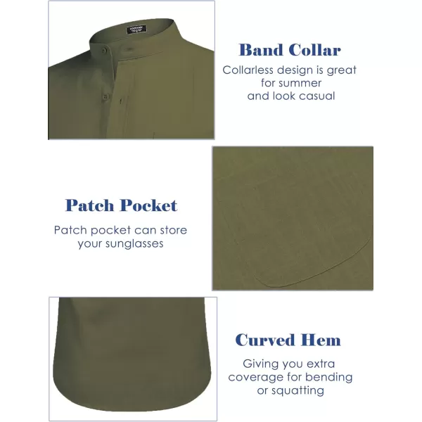COOFANDY Men's Long Sleeve Cotton Linen Shirt Beach Button Down Shirts Casual Button Up Shirt Summer Yoga Tops with Pocket