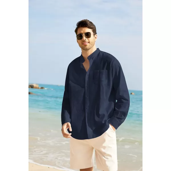 COOFANDY Men's Long Sleeve Cotton Linen Shirt Beach Button Down Shirts Casual Button Up Shirt Summer Yoga Tops with Pocket