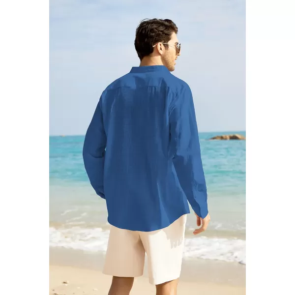 COOFANDY Men's Long Sleeve Cotton Linen Shirt Beach Button Down Shirts Casual Button Up Shirt Summer Yoga Tops with Pocket