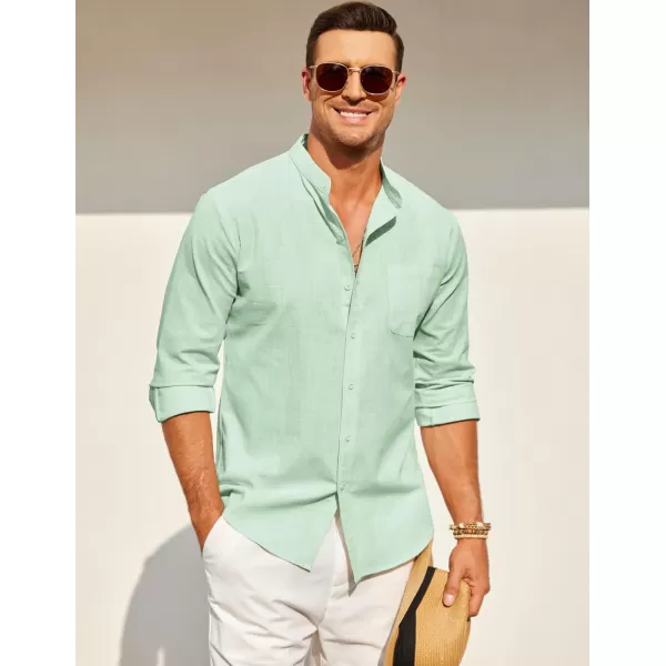 COOFANDY Men's Long Sleeve Cotton Linen Shirt Beach Button Down Shirts Casual Button Up Shirt Summer Yoga Tops with Pocket