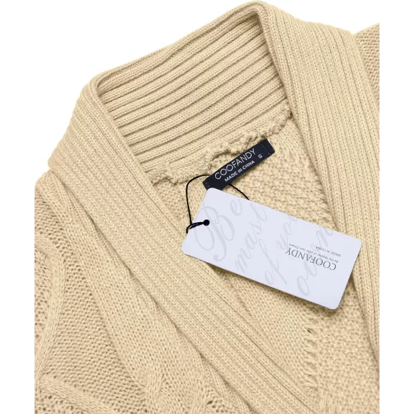 COOFANDY Mens Shawl Collar Cardigan Sweater Slim Fit Button Down Cable Knitted Sweater with Pockets