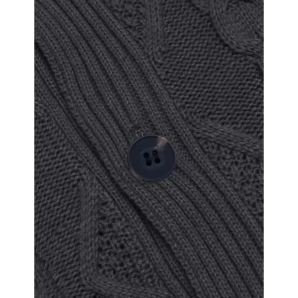 COOFANDY Mens Shawl Collar Cardigan Sweater Slim Fit Button Down Cable Knitted Sweater with Pockets