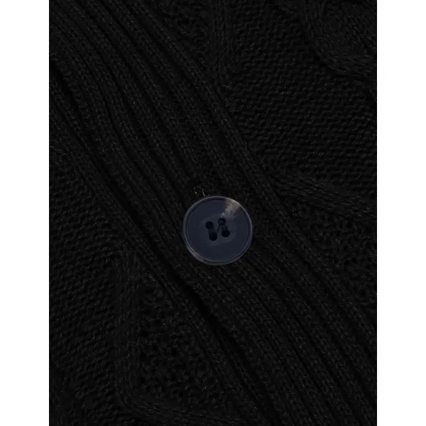 COOFANDY Mens Shawl Collar Cardigan Sweater Slim Fit Button Down Cable Knitted Sweater with Pockets