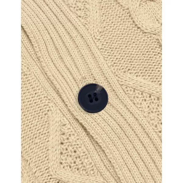 COOFANDY Mens Shawl Collar Cardigan Sweater Slim Fit Button Down Cable Knitted Sweater with Pockets