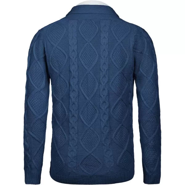 COOFANDY Mens Shawl Collar Cardigan Sweater Slim Fit Button Down Cable Knitted Sweater with Pockets